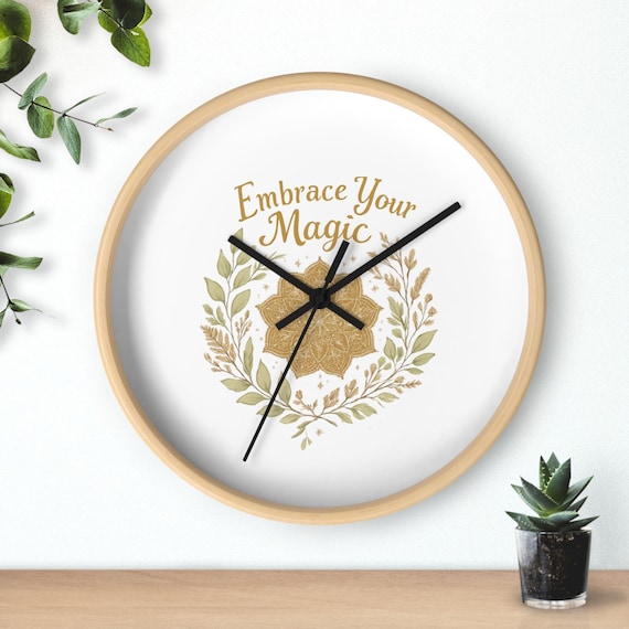 Embrace Your Magic Mandala Boho Inspirational Wall Clock | Spiritual Decor