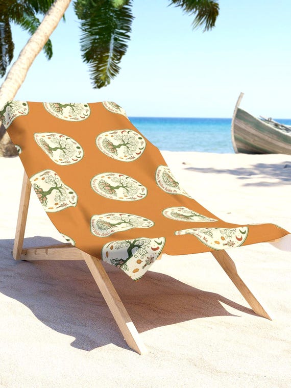 Yin Yang Tree Pattern Beach Towel | Boho Botanical Circles