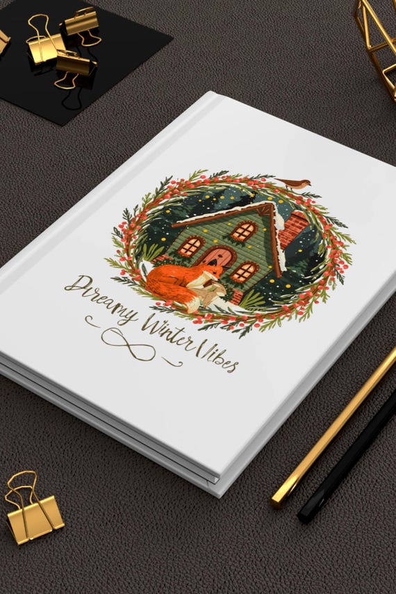 Cozy Fox Cottage Dreamy Winter Vibes Hardcover Journal