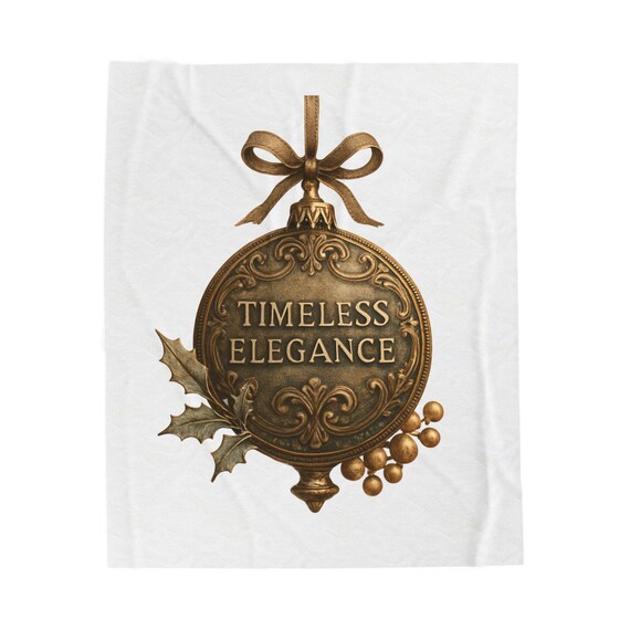Timeless Elegance ornament artwork Velveteen Blanket | vintage brass holiday medallion