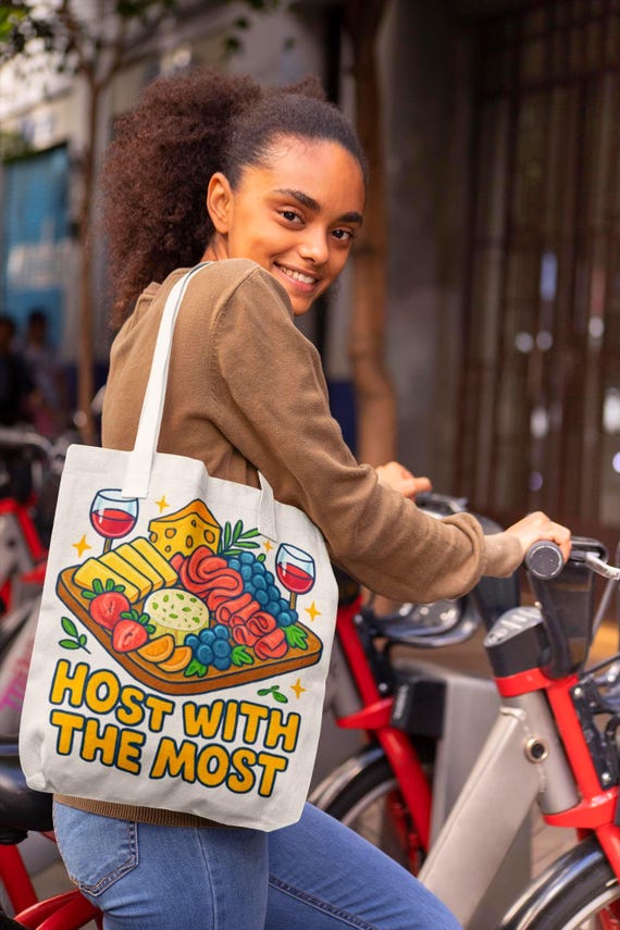 Host With The Most Charcuterie Tote Bag | Cheeseboard Illustration