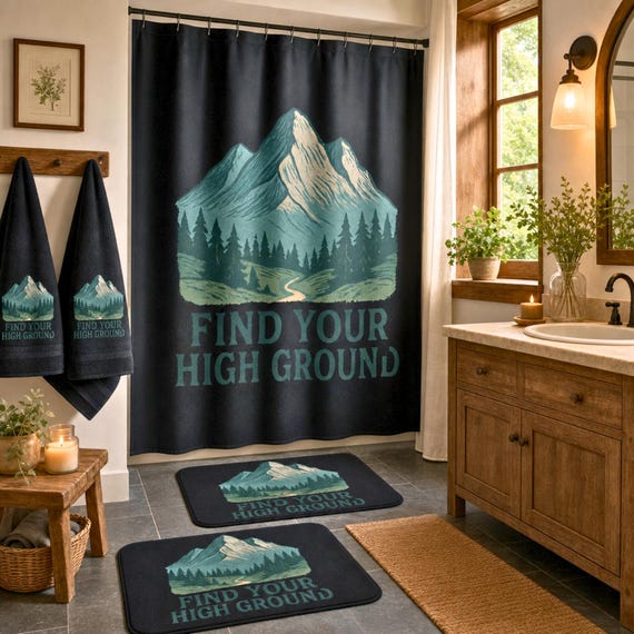Find Your High Ground Mountain Landscape Shower Curtain | Forest Path