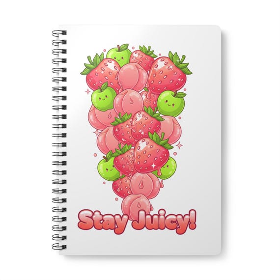 Stay Juicy! Strawberry & Apple Illustration Notebook | Spiral Journal