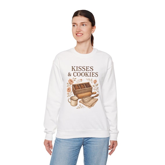 Kisses & Cookies Crewneck Sweatshirt | Baking Graphic, Kitchen Cozy