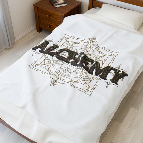 Witchy Alchemy Symbol Velveteen Plush Blanket | Mystic Occult Throw