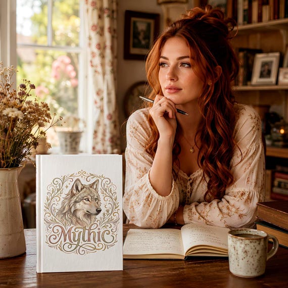 Mythic Wolf Journal | Illustrated Nature Cover with Pastel Balloons