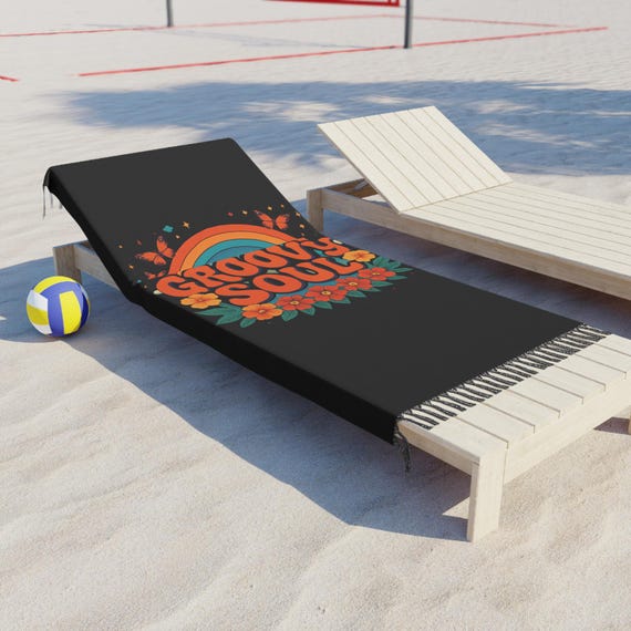 Groovy Soul rainbow floral Beach Cloth | Boho beach towel