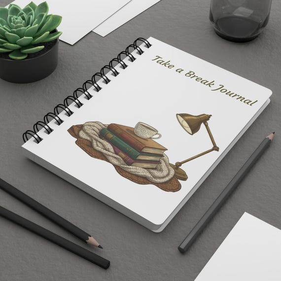 Take a Break Journal | Cozy Reading Lamp, Books, Coffee Spiral Notebook