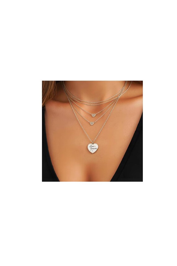 Love Is Forever Heart Necklace, Engraved Customizable Pendant