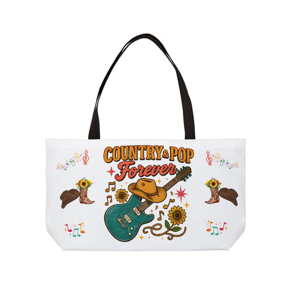 Country & Pop Forever Guitar Sunflower Weekender Tote | Music Floral Tote