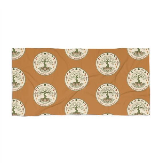 Yin Yang Tree Pattern Beach Towel | Boho Botanical Circles