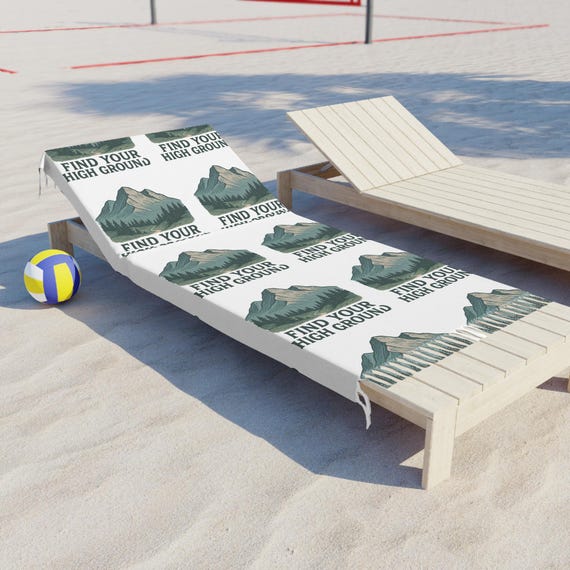 Find Your High Ground mountain print Beach Towel | Boho coastal fringe towel