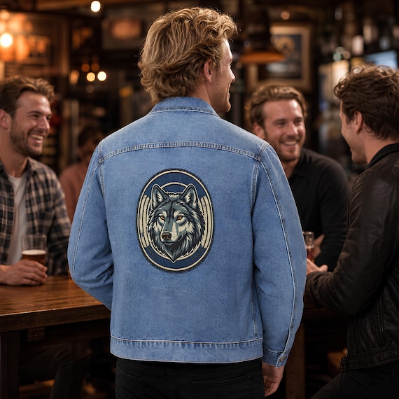Wolf Head Graphic Denim Jacket | Vintage Relaxed Fit, Concerts & Outdoor Wear