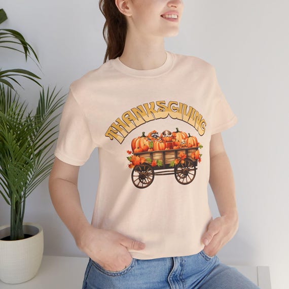 Thanksgiving Pumpkin Wagon Tee, Fall Harvest Shirt