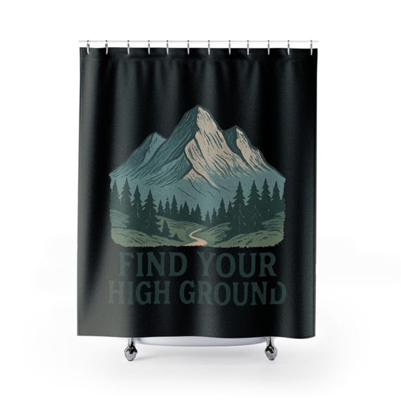 Find Your High Ground Shower Curtain | Mountain Landscape, Forest Path