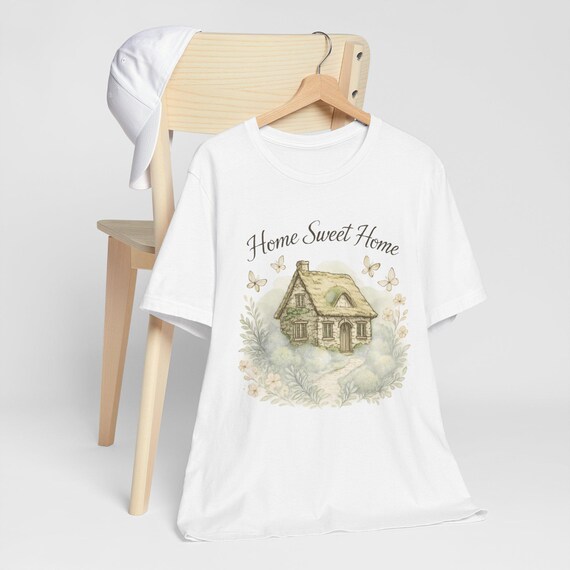 Home Sweet Home cottage illustration T-Shirt | cozy house floral design