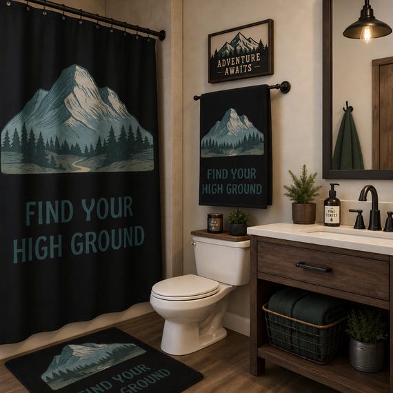 Find Your High Ground Mountain Scene Mink-Cotton Towel | Hiking Outdoors Nature