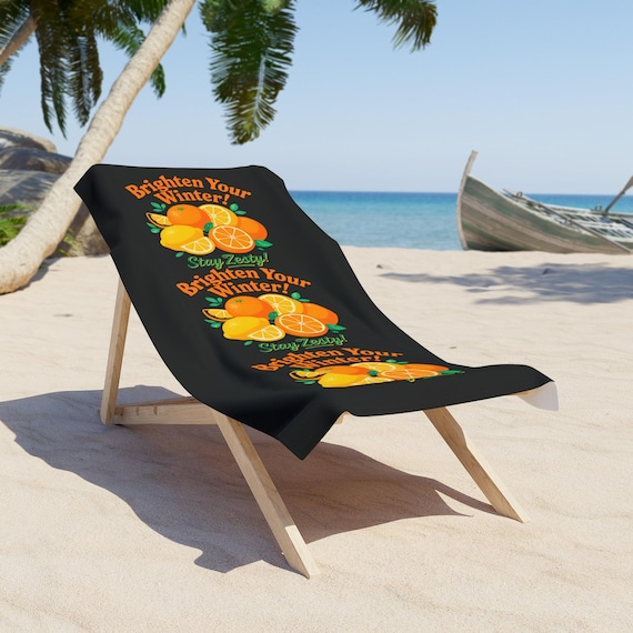 Brighten Your Winter citrus illustration Beach Towel | orange lemon design