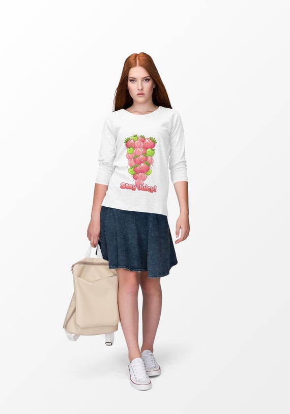 3D Glossy Strawberry Cluster Sweatshirt, Y2K Fruit Art, Candycore