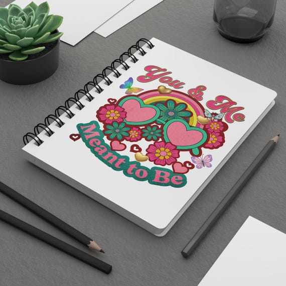 You & Me Meant to Be Spiral Notebook | Heart Sunglasses Floral Retro Journal