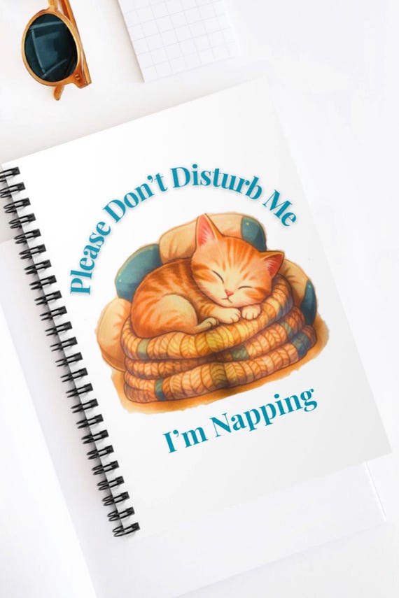 Spiral Notebook with Napping Orange Cat Cover