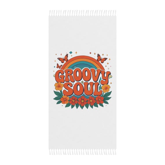 Groovy Soul Rainbow Graphic beach towel | Boho Beach Cloth