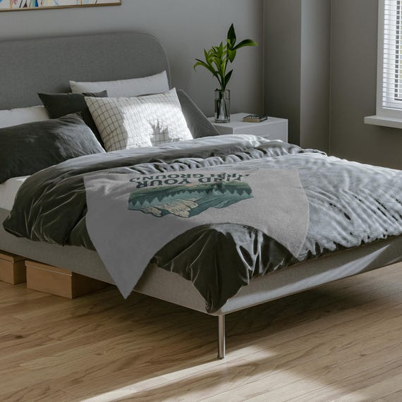 Find Your High Ground mountain illustration Velveteen Microfiber Blanket | nature camping throw