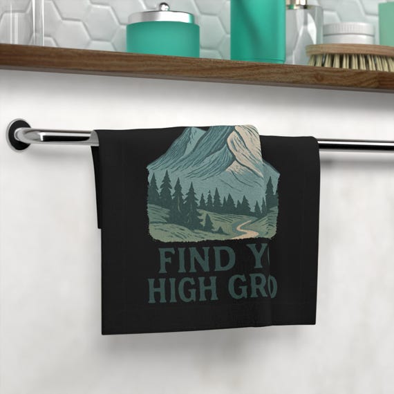 Find Your High Ground Face Towel | Mountain Landscape, Hiking Nature Design