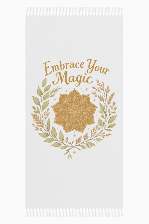 Boho Beach Towel  - Embrace Your Magic Mandala Fringe Towel