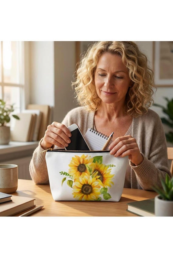 Sunflower Bouquet Accessory Pouch | Floral Makeup Bag