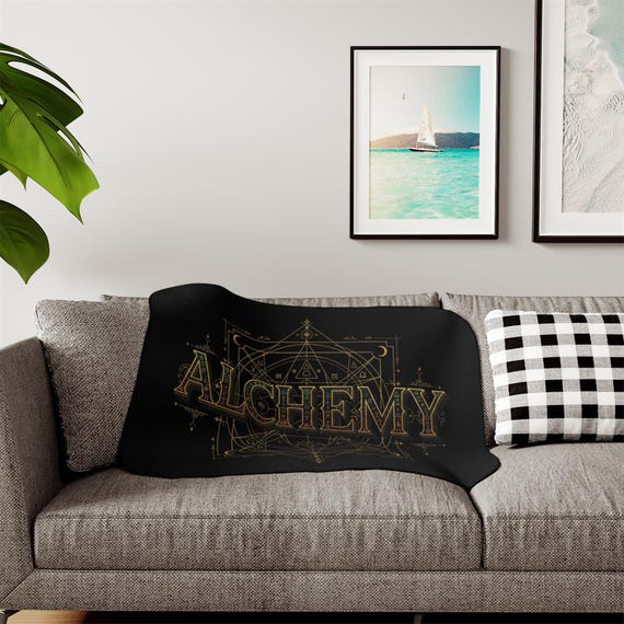 Alchemy Geometric Design Sherpa Blanket | Two-Tone Reversible Throw