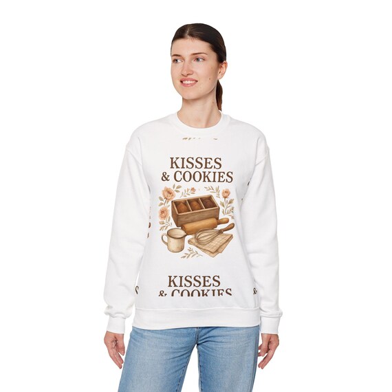 Kisses & Cookies Crewneck Sweatshirt | Baking Graphic, Kitchen Cozy