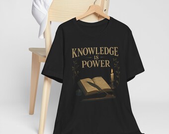 Book and Candle T-Shirt | Knowledge is Power, Literary Gift