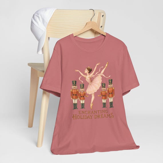Enchanting Holiday Dreams ballerina with nutcracker tee | Christmas ballet shirt