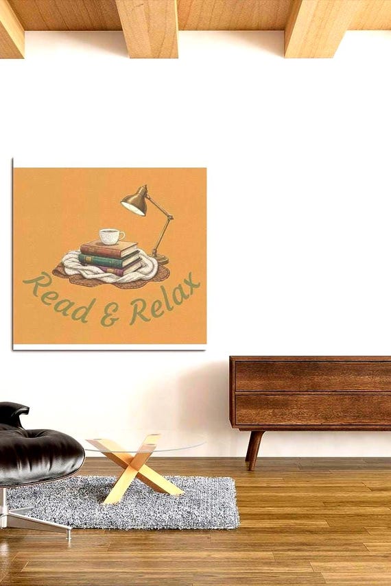 Read & Relax foam board | cozy books lamp illustration