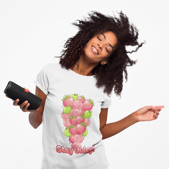 Strawberry Cluster Stay Juicy T-Shirt | Cute Fruit Graphic Tee