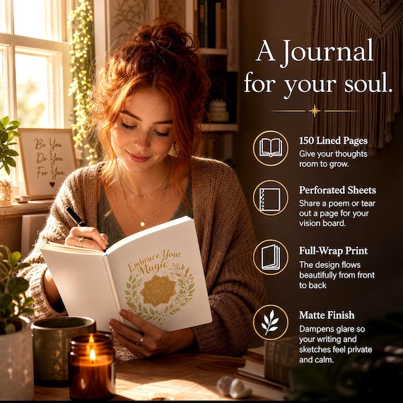 Embrace Your Magic Floral Mandala Hardcover Journal | Gratitude, Writing
