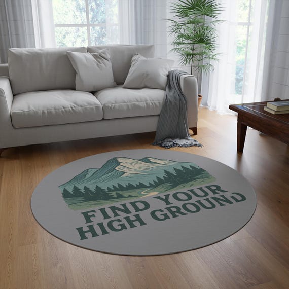 Find Your High Ground Round Rug | Mountain Landscape, Hiking Theme