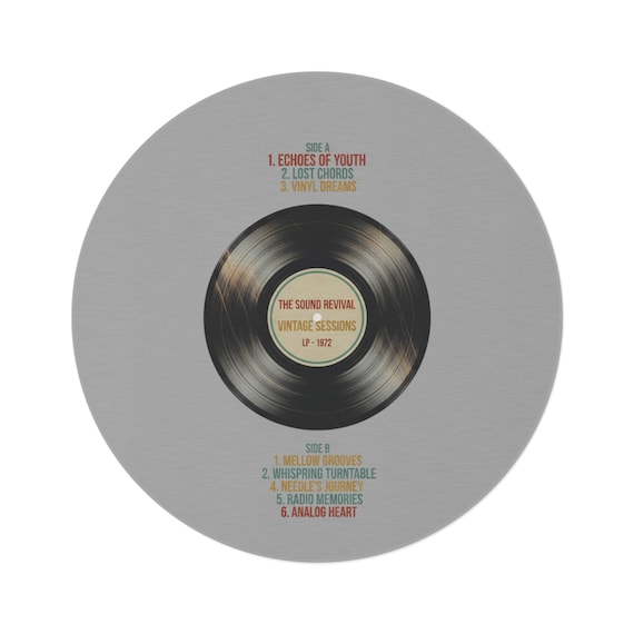 Vintage Vinyl Record Round Rug | Music Room Decor, Retro LP Design, man cave