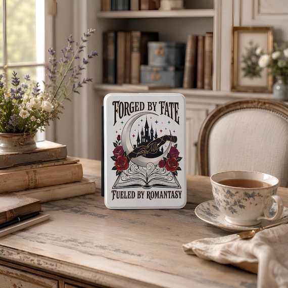 Forged by Fate Fueled by Romantasy Kindle Case | Moon Castle Roses