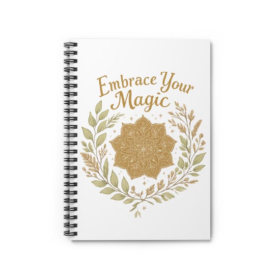 Embrace Your Magic Floral Mandala Spiral Notebook, Ruled Journal