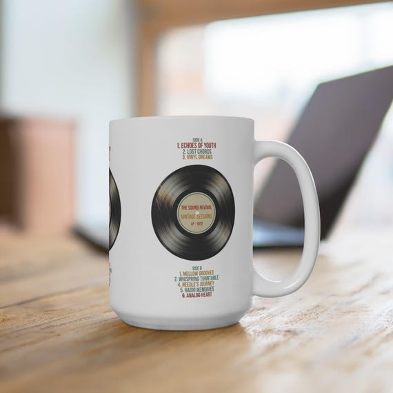 Vinyl Record Mug 15oz | Retro Music Coffee Cup
