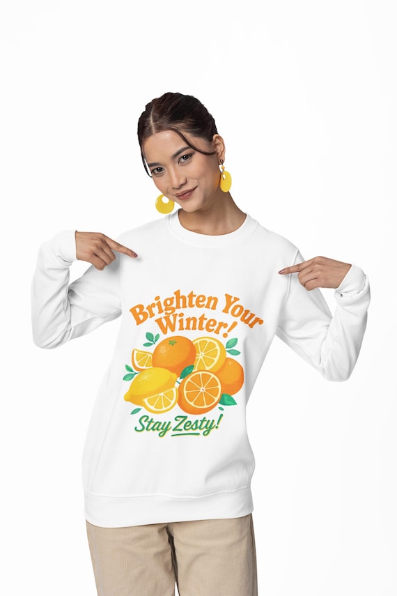 Zesty Orange Citrus Graphic Sweatshirt | Bright Winter Crewneck