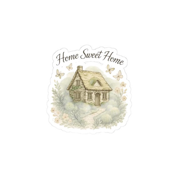 Cottagecore Cottage Sticker | Home Sweet Home Watercolor Illustration