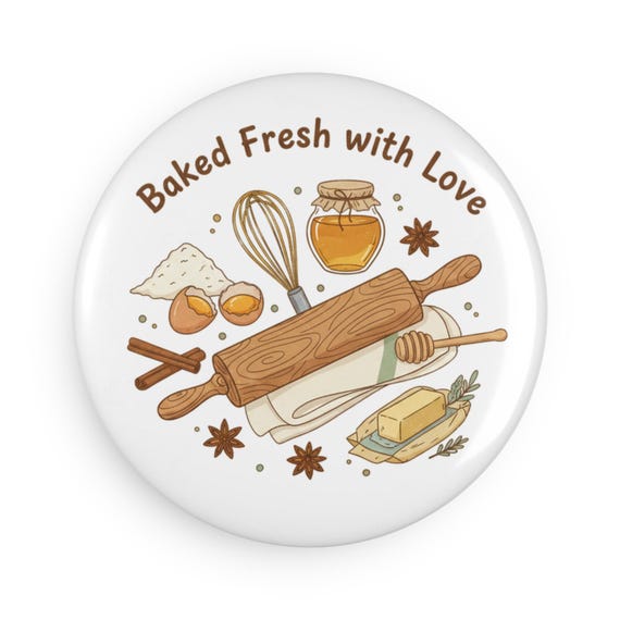 Baked Fresh with Love Button Magnet
