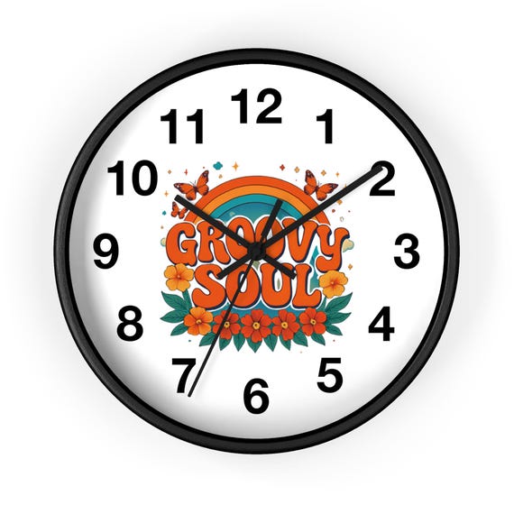 Groovy Soul Rainbow Flowers Wall Clock | Retro 70s Vibe