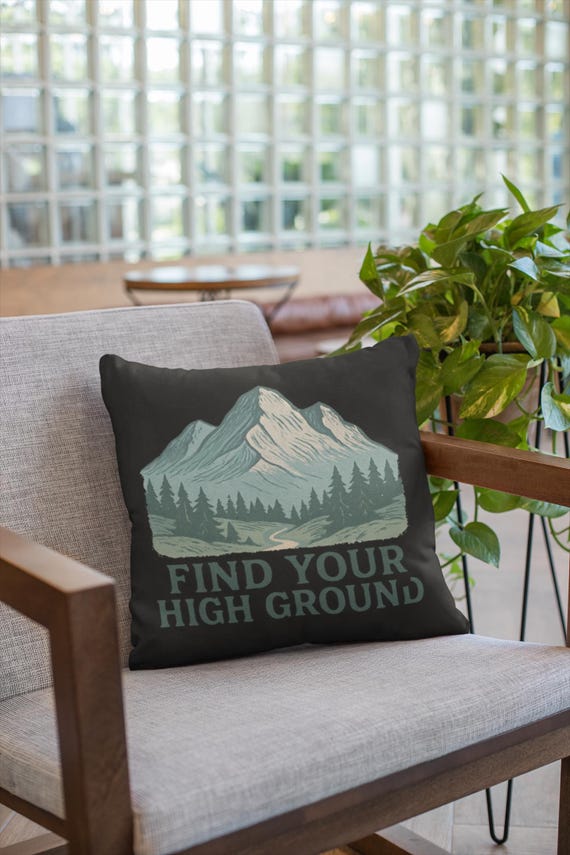 Find Your High Ground mountain landscape pillowcase | square poly canvas pillowcase