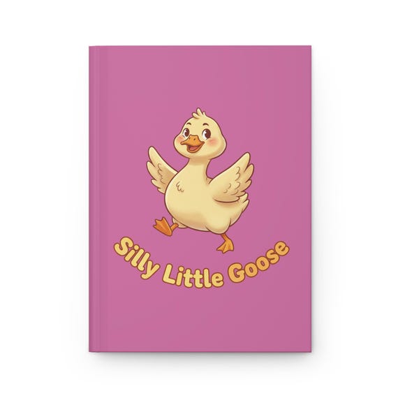 Cartoon Goose Hardcover Journal, Pink Baby Milestone Notebook