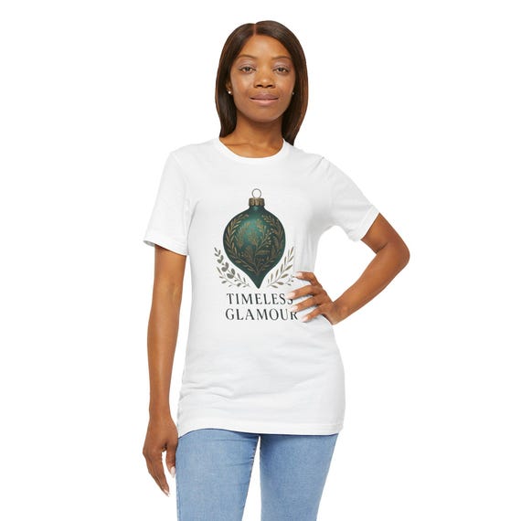 Vintage Green Ornament Christmas Tee | Timeless Glamour Holiday Tee