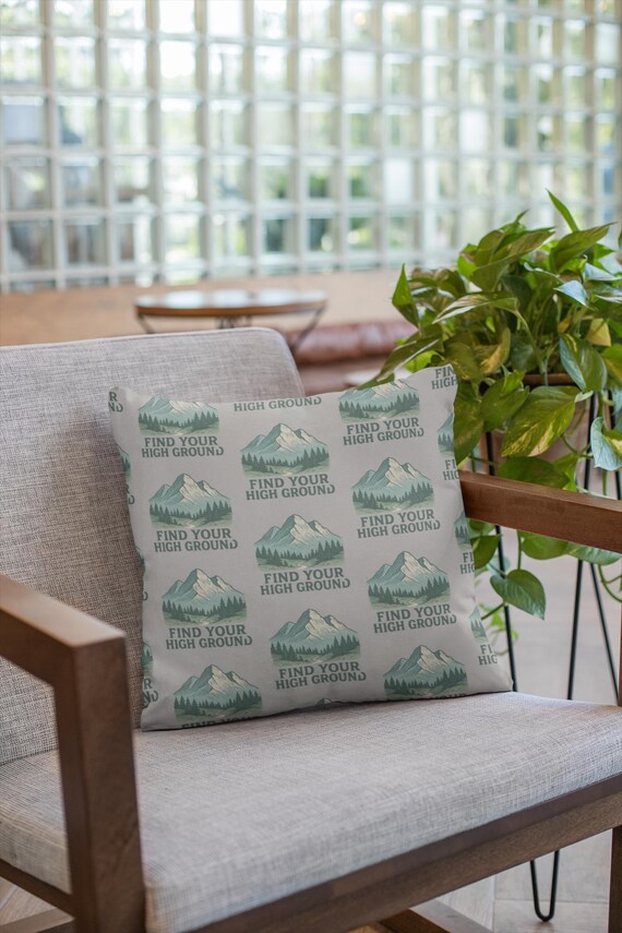 Find Your High Ground Square Pillow | Mountain Pattern, Outdoor Adventure